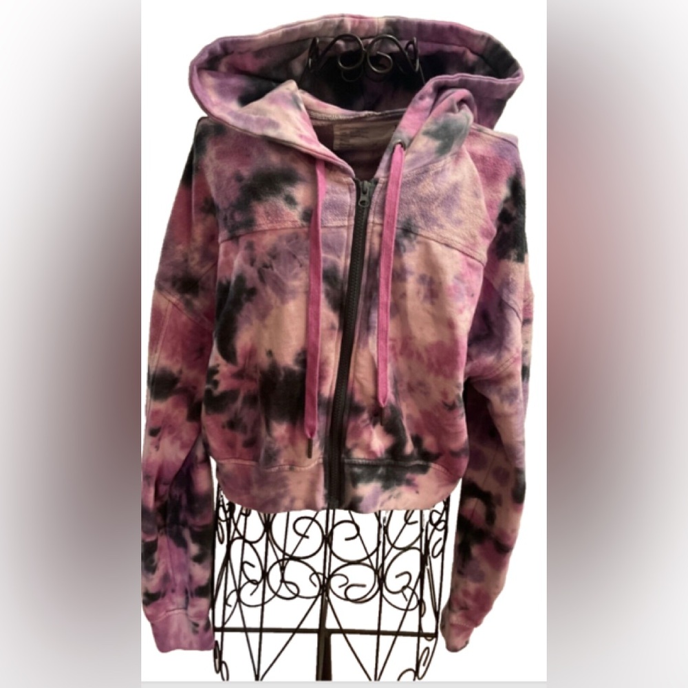 RSQ Tilly’s Hoodie Purple Tie Dye/Cropped Full Zip XL Jacket